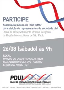 Assembleia pública do PDUI-RMSP para eleição de representantes da sociedade civil