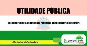 Calendário das Audiências Públicas- Localidades e horários