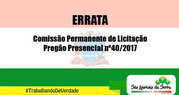 Errata - Pregão Presencial nº 40/2017