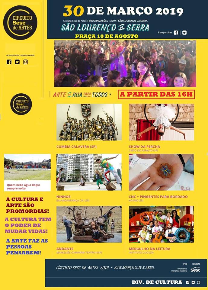Circuito SESC de Artes 2019 em São Lourenço da Serra Circuito SESC de Artes 2019 em São Lourenço da Serra