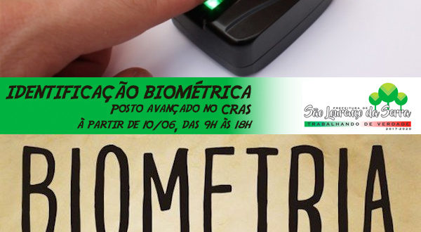 Cadastramento de Biometria no CRAS à partir do dia 10/06